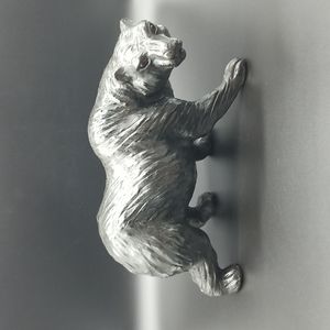 Vintage Hand Crafted Black Leather Bear Statue